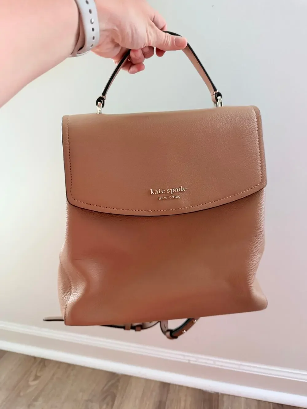 Kate Spade New York Thompson Medium Brown Refined Grain Leather Backpack